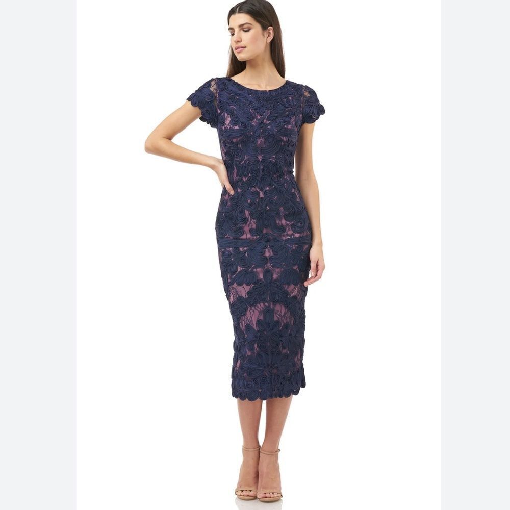 NWOT JS Collections TWO-TONE SOUTACHE MIDI